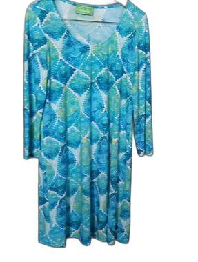 Cappagallo Bright Blue Floral Print Midi Dress LG